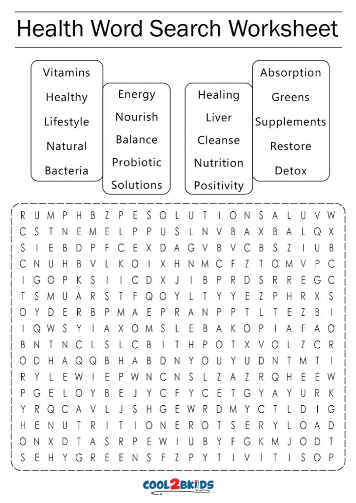 Printable Health Word Search Cool2bKids