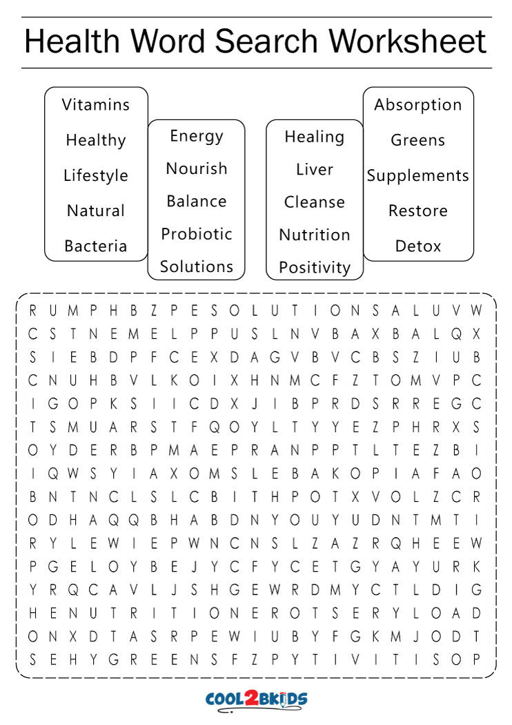 Printable Health Word Search Cool2bKids