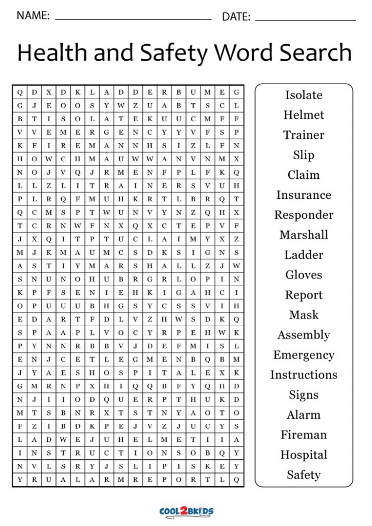 Printable Health Word Search - Cool2bKids