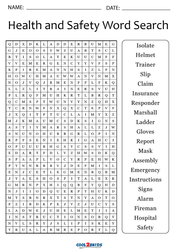 Printable Health Word Search Cool2bKids