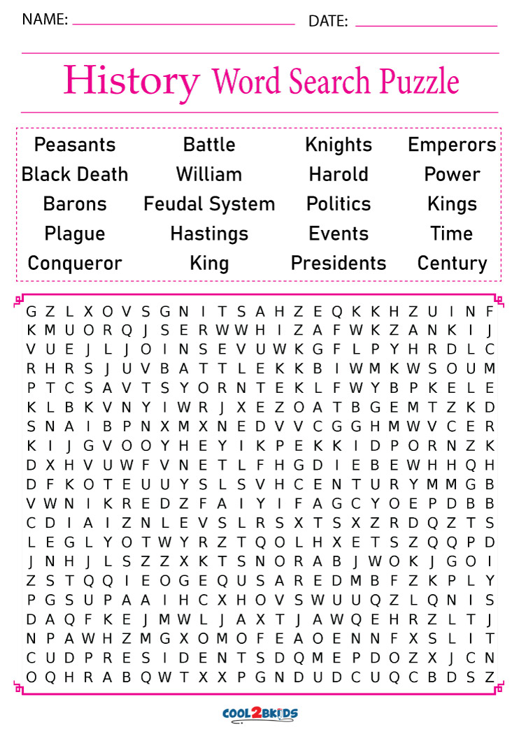 Printable History Word Search Cool2bKids