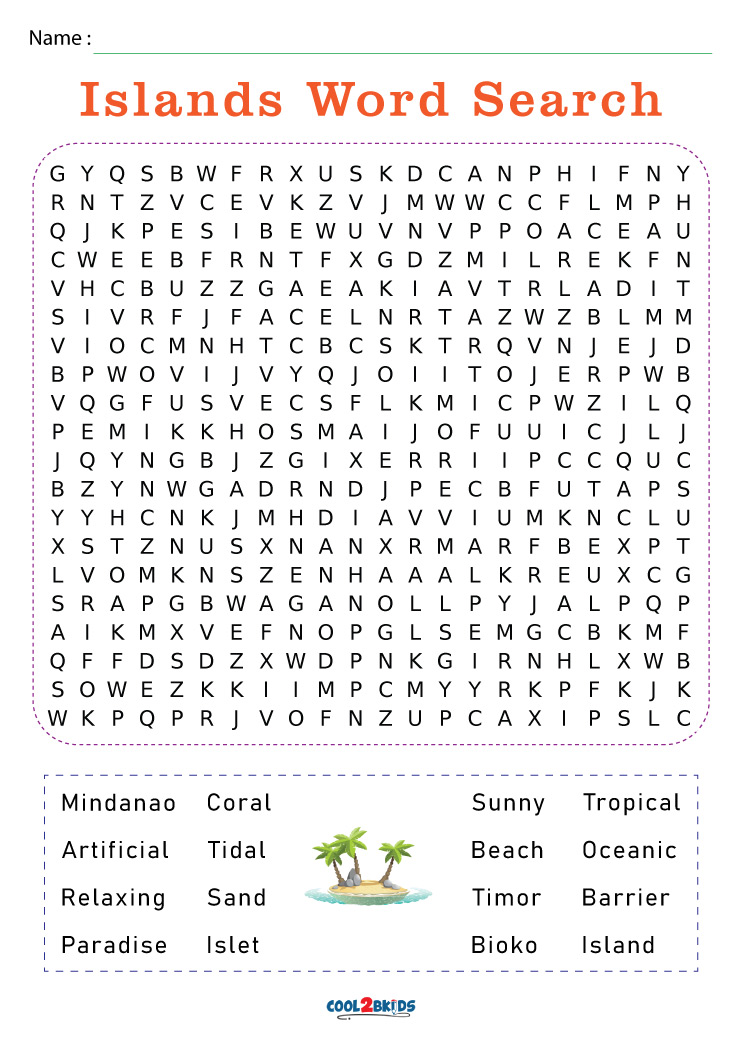 Printable Islands Word Search Cool2bKids