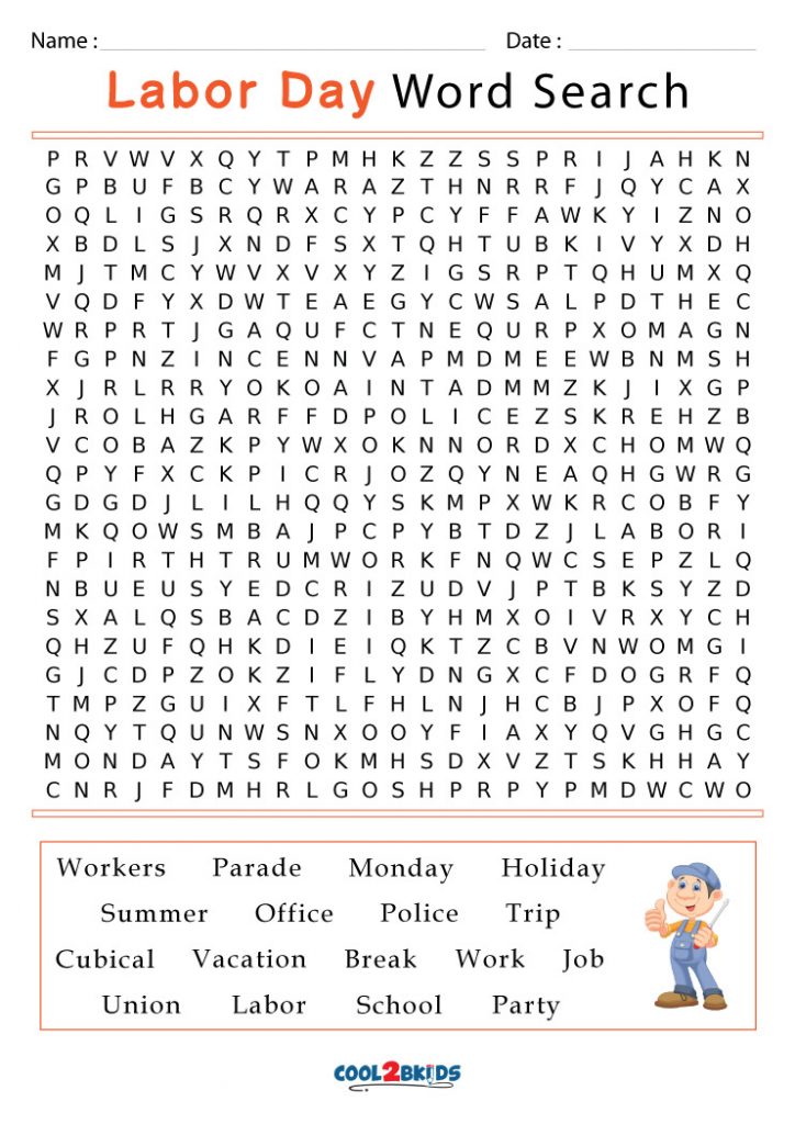 Printable Labor Day Word Search Cool2bKids