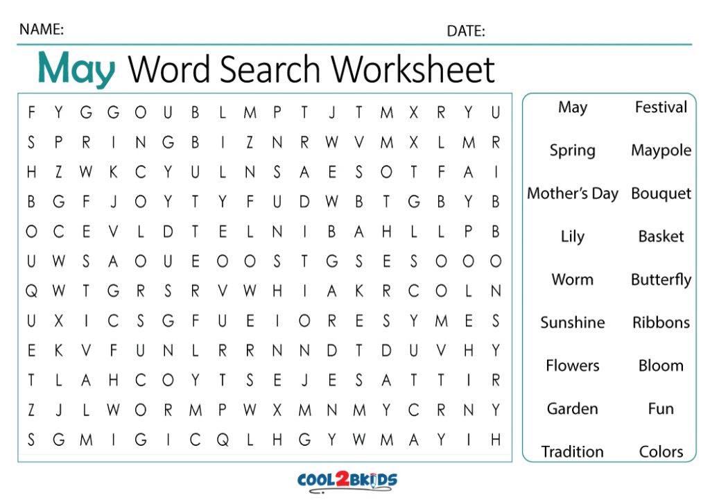 printable may word search cool2bkids