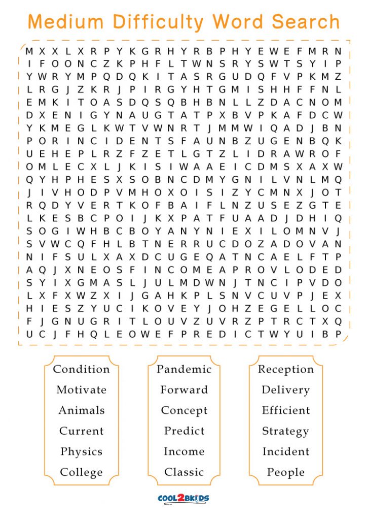 6 Medium Halloween Word Searches Medium Word Searches Medium Word Search Puzzle Two Johnny 