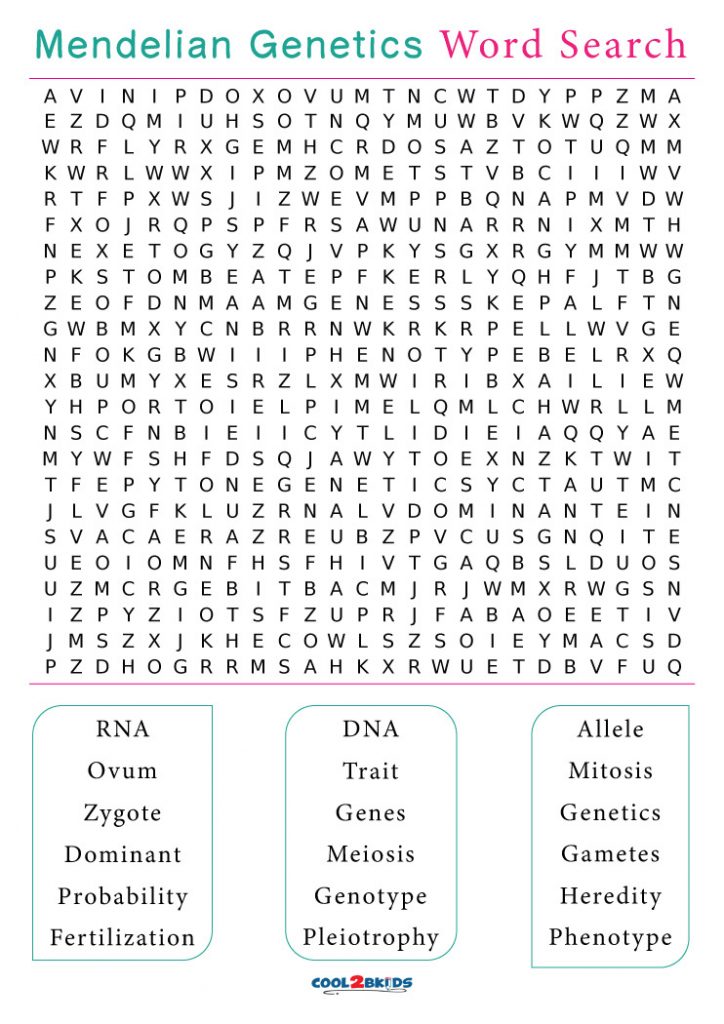 Printable Genetics Word Search - Cool2bKids