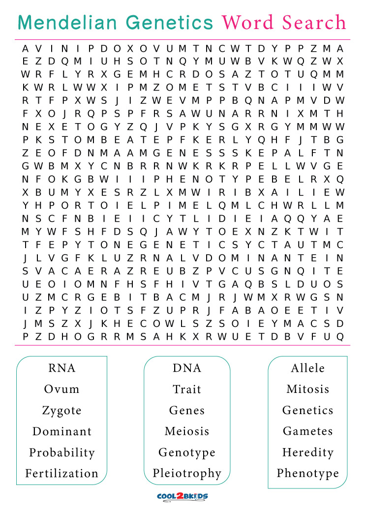 Printable Genetics Word Search Cool2bKids