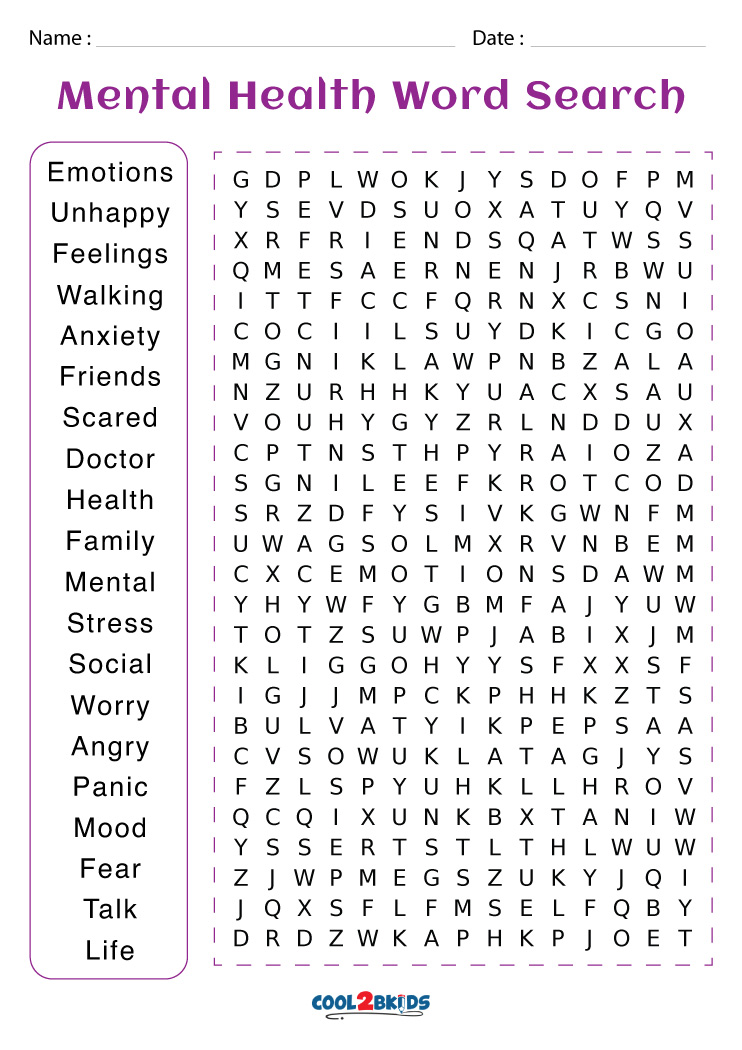 Mental Health Word Searches Www inf inet