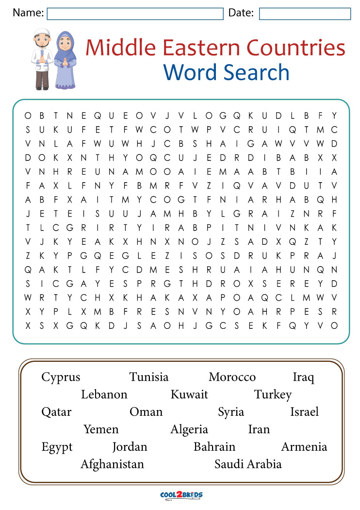 Printable Countries Word Search Cool2bKids