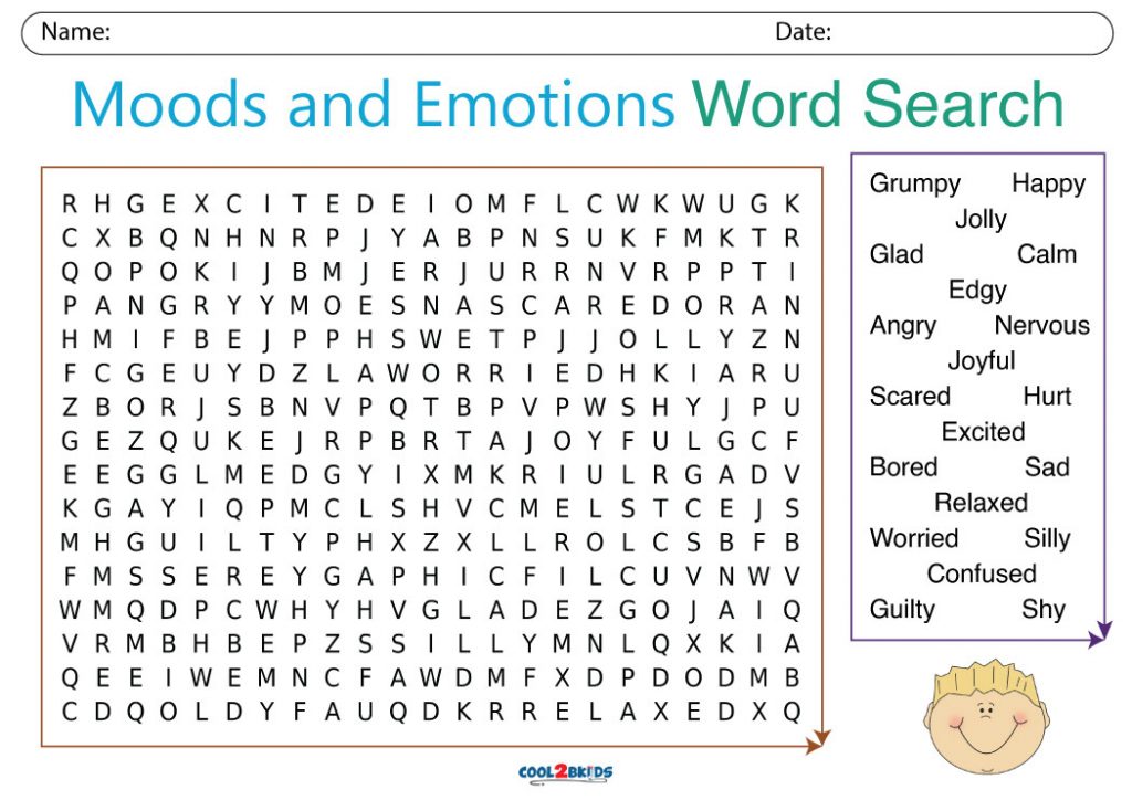 Printable Feelings And Emotions Word Search Cool2bKids