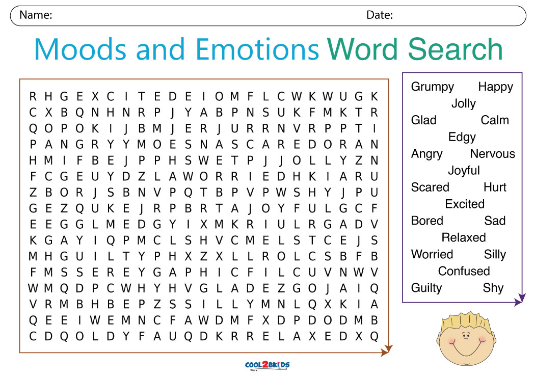 Printable Feelings And Emotions Word Search Cool2bkids