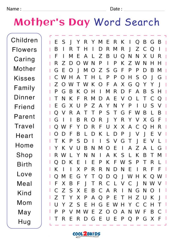 Mother S Day Printable Word Search