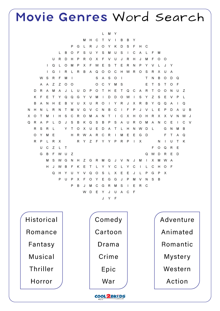 Printable Movie Word Search Cool2bKids