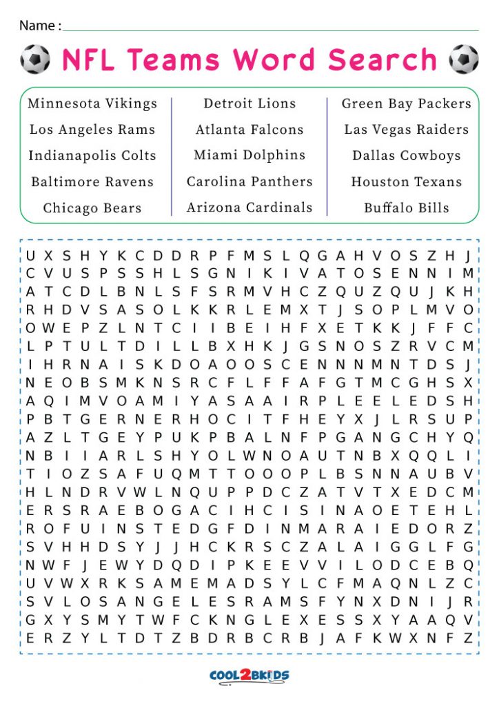 Printable Football Word Search Cool2bKids