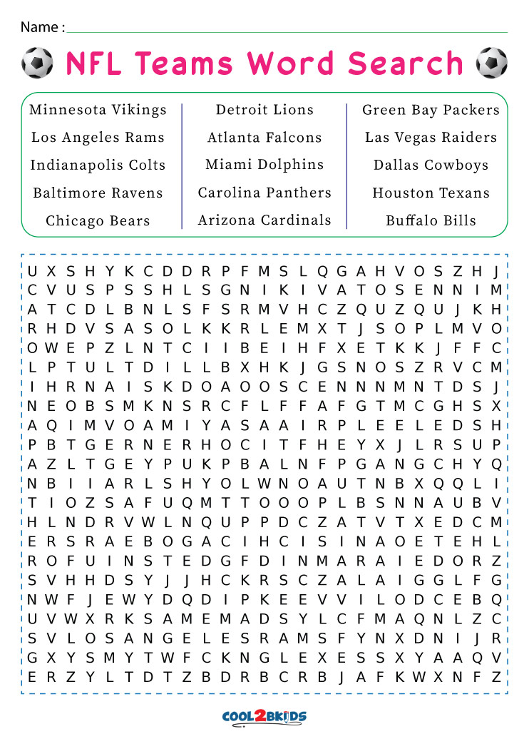 Printable Football Word Search Cool2bKids