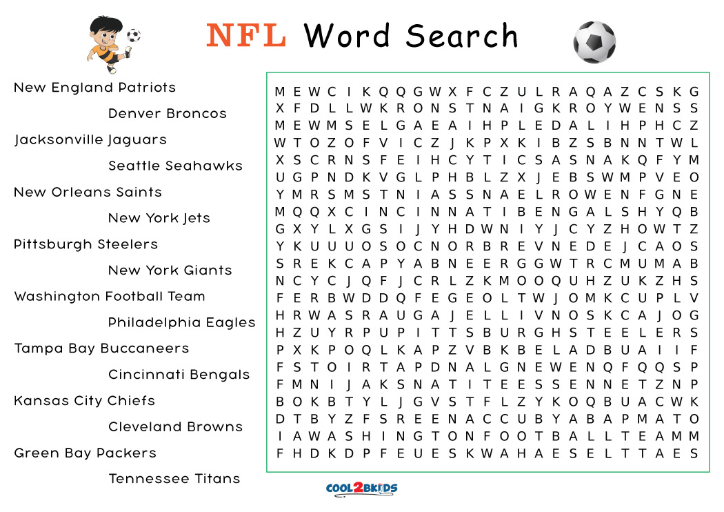 Printable Football Word Search - Cool2bKids