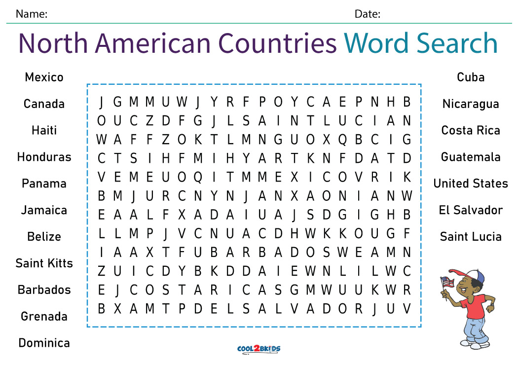 Printable Countries Word Search Cool2bKids