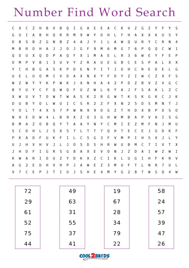 Printable Number Word Search Cool2bKids