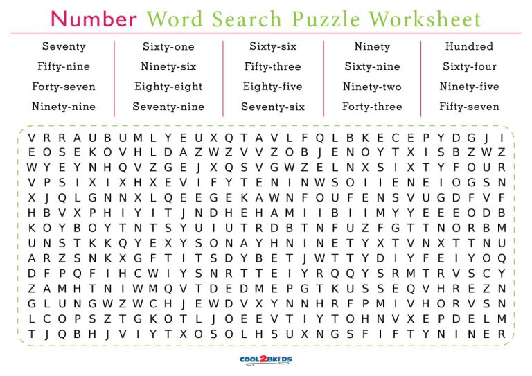 Printable Number Word Search Cool2bKids