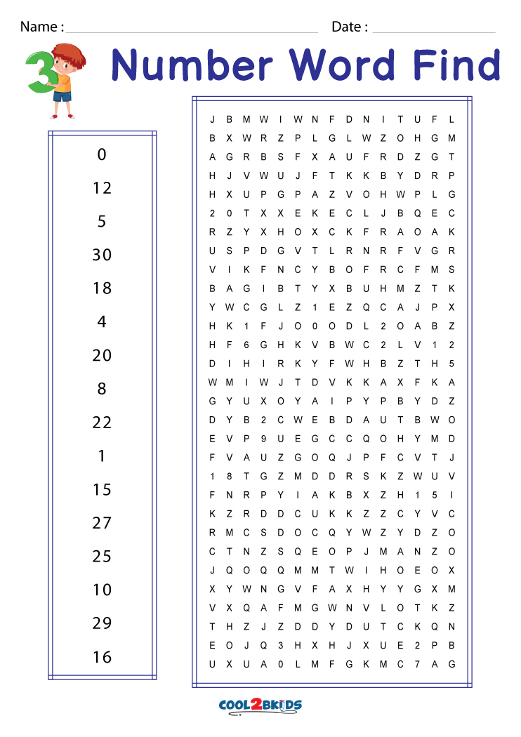 Printable Number Word Search Cool2bKids