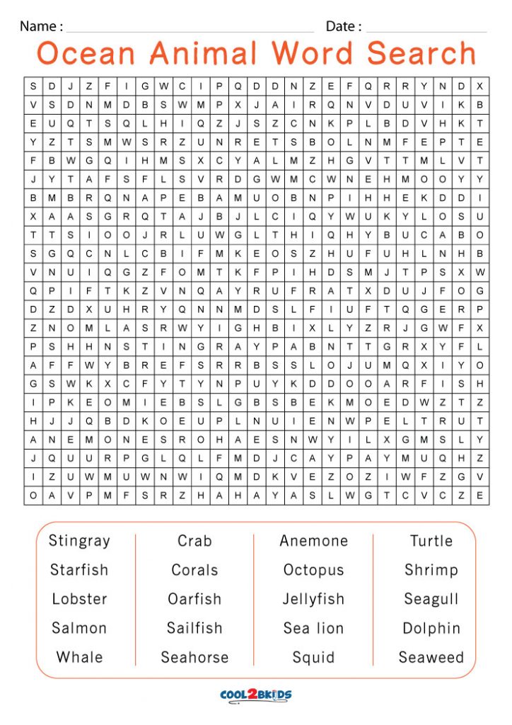 Printable Ocean Word Search Cool2bKids