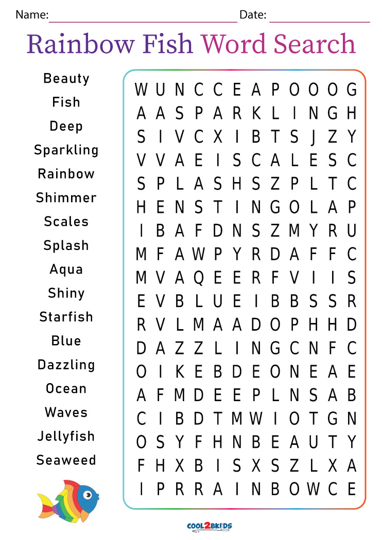 Printable Fish Word Search | Cool2bKids