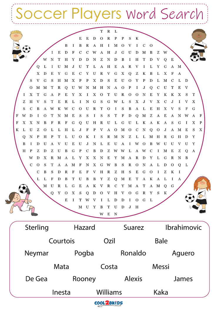 Soccer Word Search Puzzle Kids Word Search Free Printable Puzzles ...