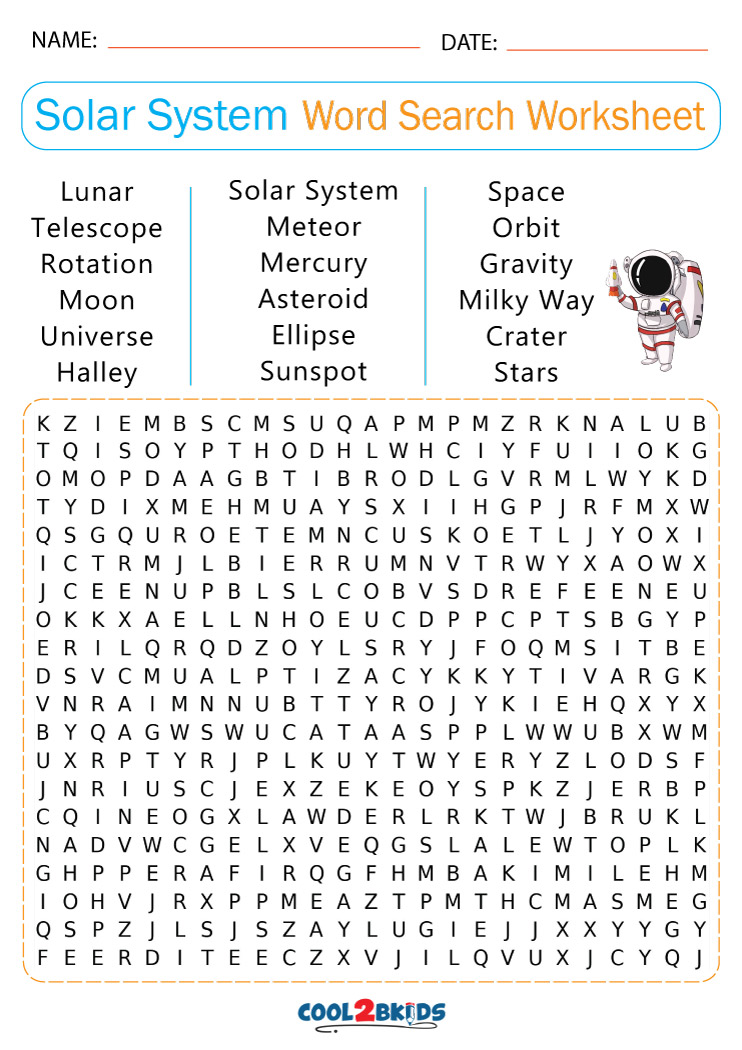 Printable Solar System Word Search Cool2bKids