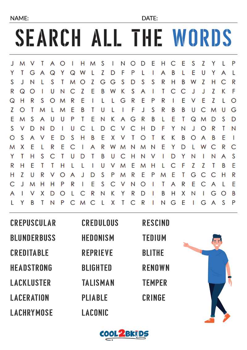 Printable Hard Word Search Cool2bKids