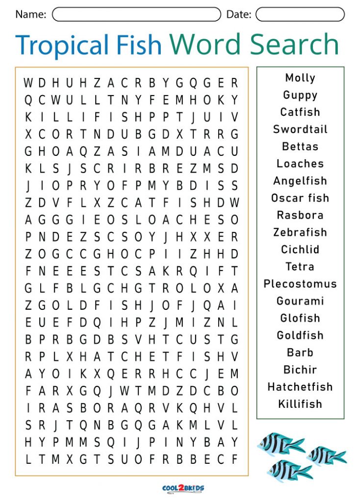 number word search - printable fish word search cool2bkids - Randall ...