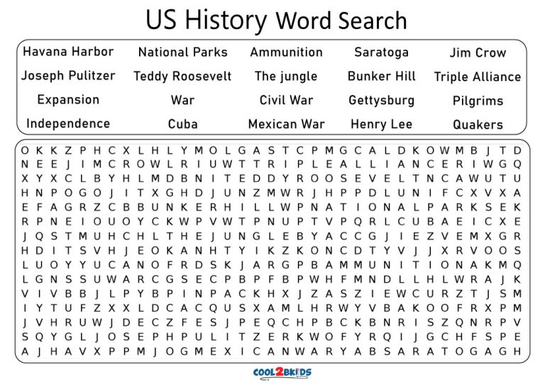 Printable History Word Search Cool2bKids