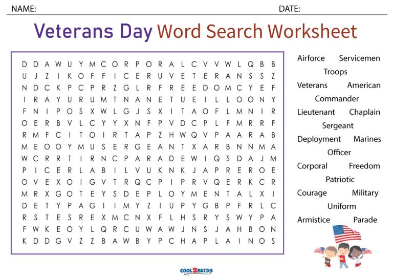 veterans day word search