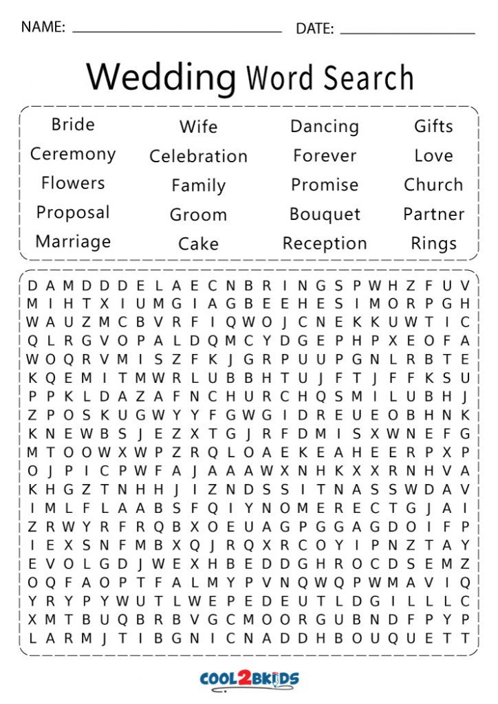 Printable Wedding Word Search Cool2bKids