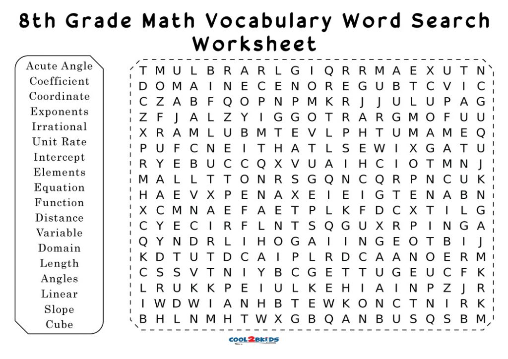 Printable 8th Grade Word Search Cool2bKids