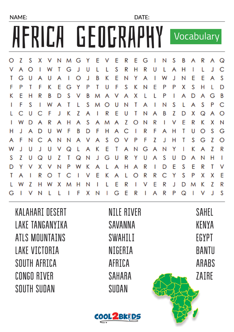 Printable Geography Word Search Cool2bKids