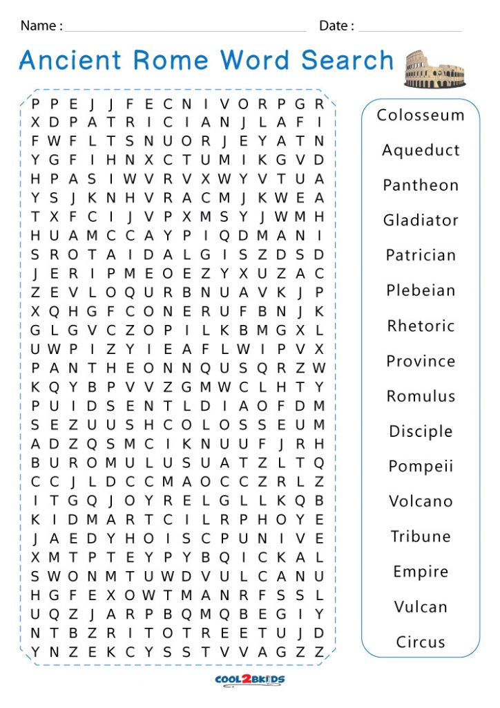 Printable Ancient Rome Word Search Puzzle Cool2bKids