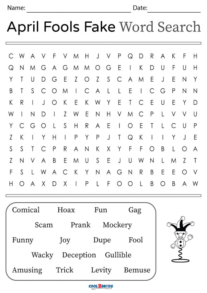 Printable April Fool s Word Search Cool2bKids