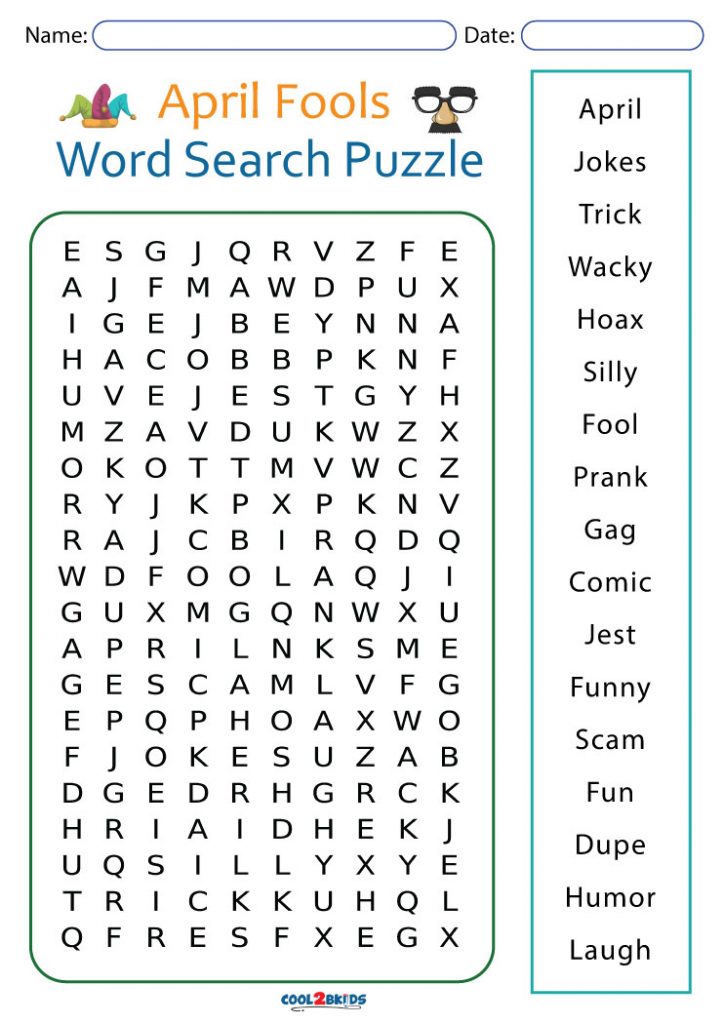 Printable April Fool s Word Search Cool2bKids