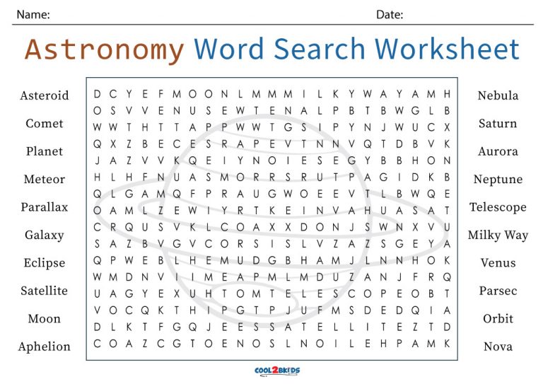 Printable Astronomy Word Search Cool2bKids