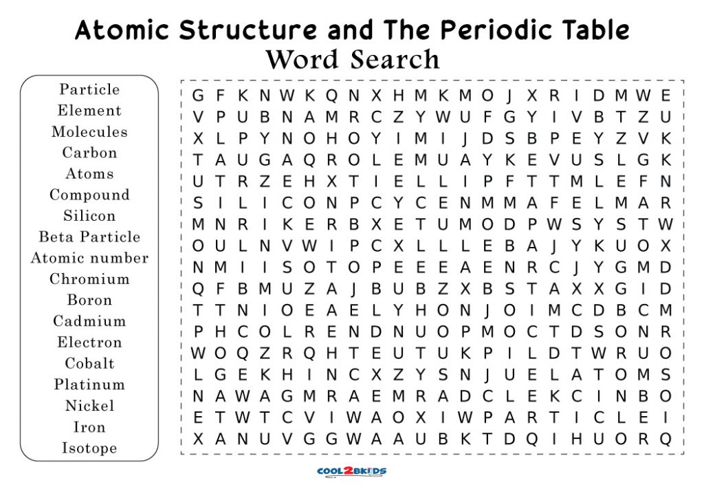 Printable Periodic Table Word Search Cool2bKids