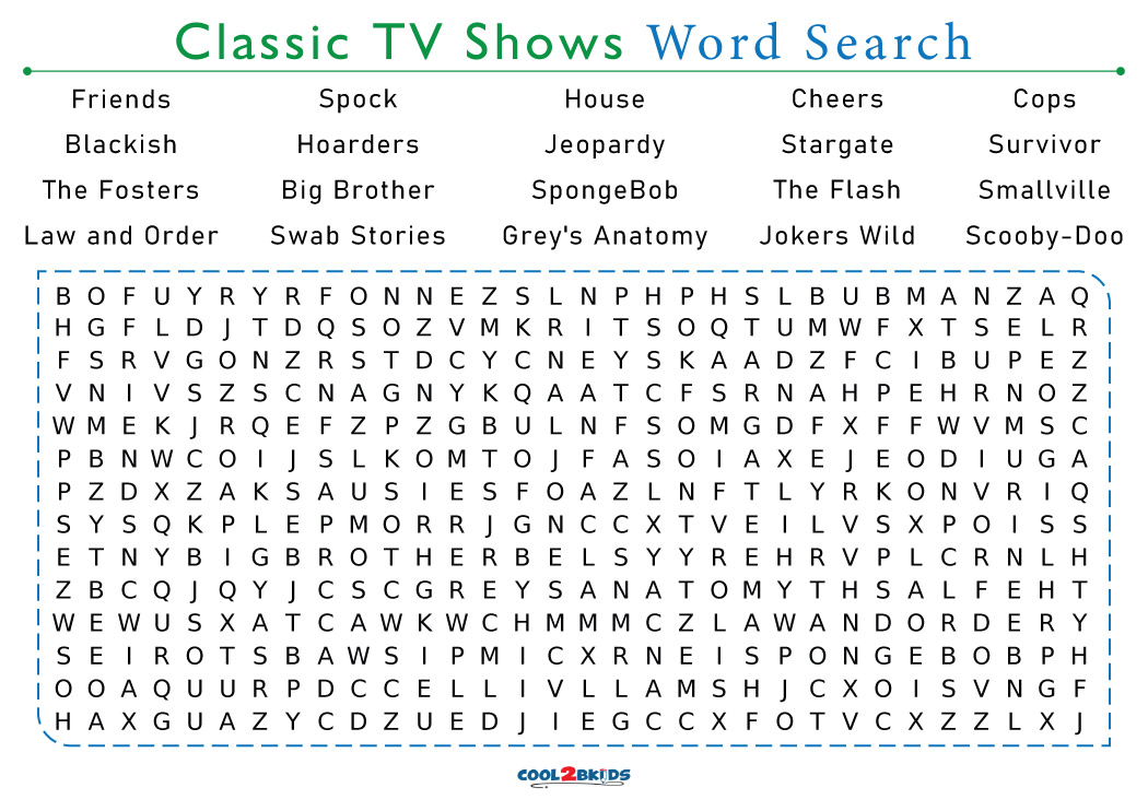 Printable TV Show Word Search Cool2bKids