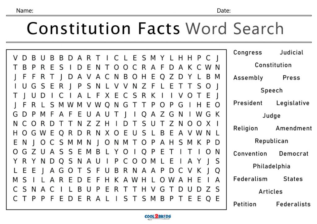 Printable Constitution Word Search Cool2bKids