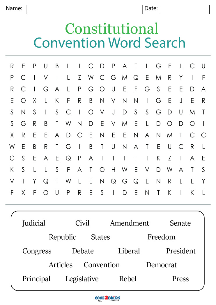 Constitution Word Search Printable