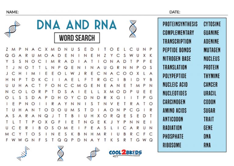 Printable DNA Word Search Cool2bKids