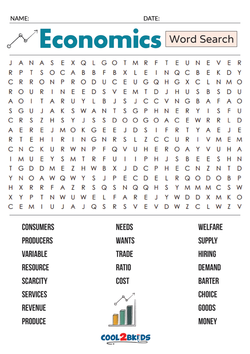 Printable Economics Word Search Cool2bKids
