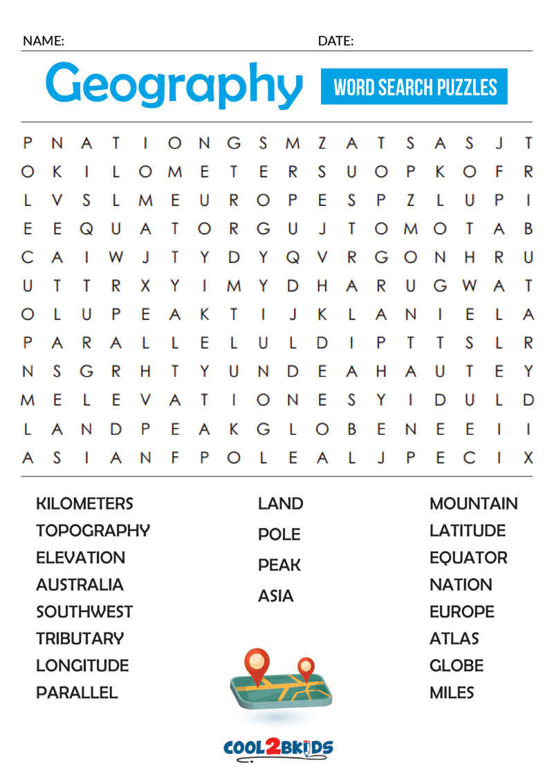 Printable Geography Word Search Cool2bKids