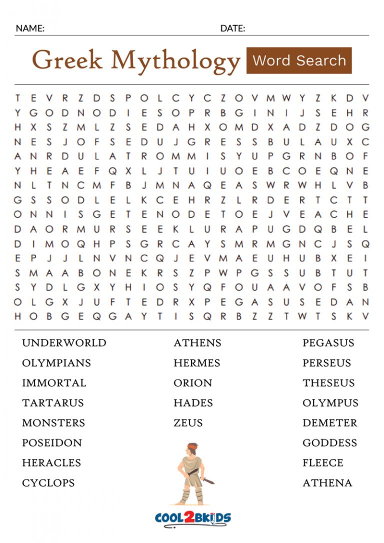 Printable Greek Mythology Word Search Cool2bKids