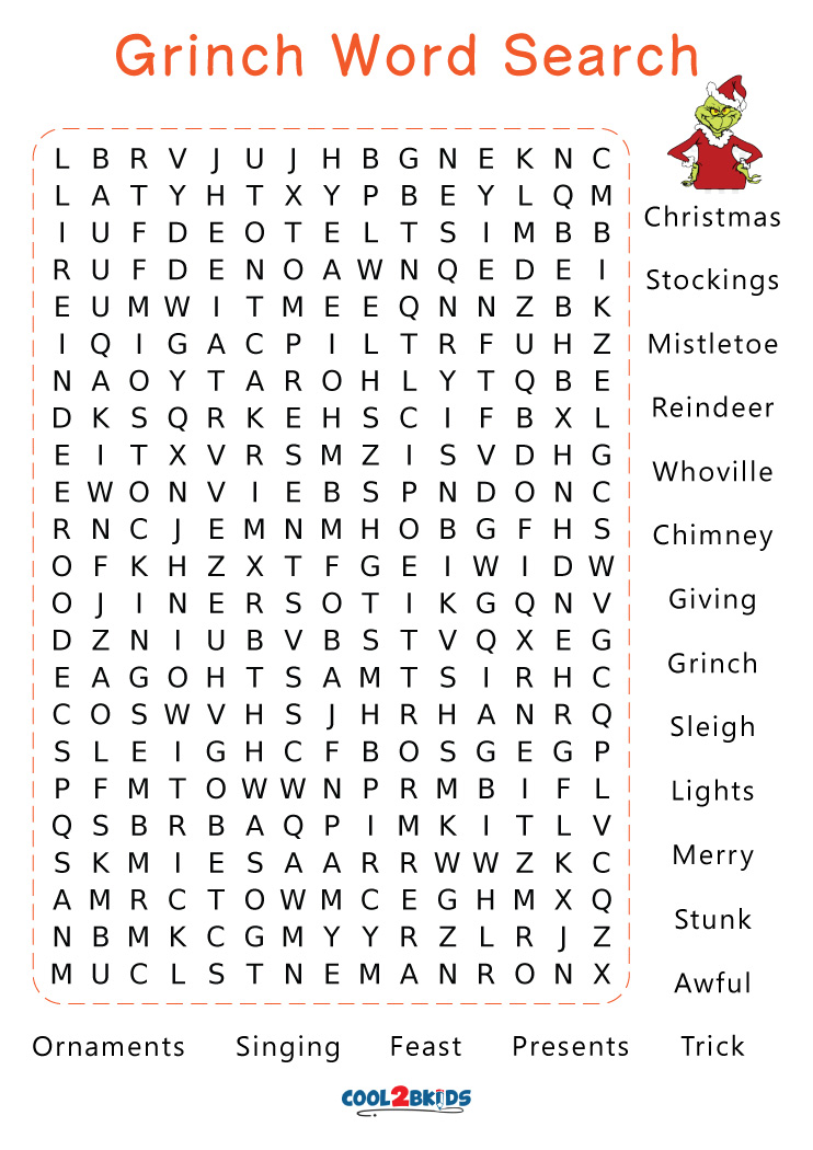 Printable Grinch Word Search Cool2bKids