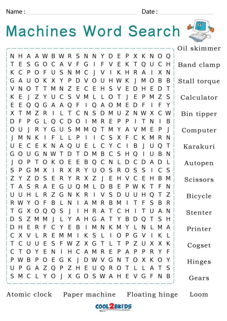 Printable Simple Machines Word Search Cool2bKids