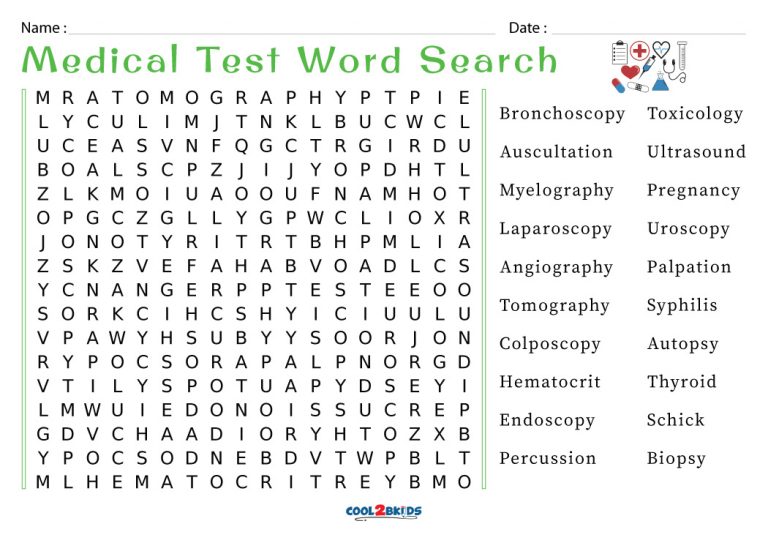 Medical Word Searches Printable